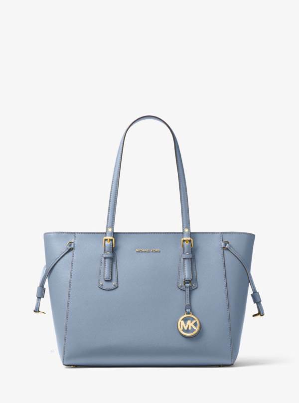Damske Prenosná Taška Michael Kors Voyager Medium Crossgrain Leather Modre - Kabelky Michael Kors Outlet | IOEBX-1597